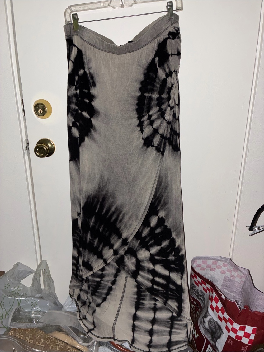 SJS Taupe and Black Ribbed Waistband Maxi Skirt
